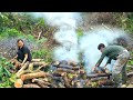 Charcoal production process for sale: Together Digging soil, cutting firewood, composting charcoal