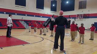 Karate USA teaching karate to Broadmoor STEM Academy- 1st graders