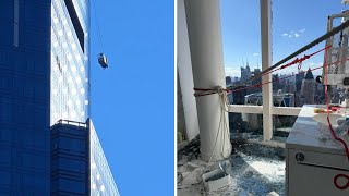 Dramatic rescue of workers stuck on disabled scaffolding at Columbus Circle