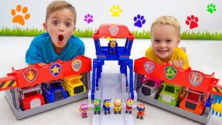 व्लाद और निकी PAW गश्ती खिलौना ट्रक बचाव मिशन