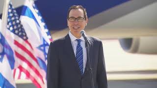 Mnuchin speaks as U.S.-Israeli delegation heads to Bahrain on first Israeli commercial flight.