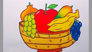 How to Draw Fruit Basket Easy Step-by-Step | Fruit Basket Drawing | Different Types of Fruit Drawing