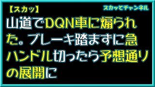 【スカッとする話】山道でＤＱＮ車に煽られた。ブレーキ踏まずに急ハンドル切ったら予想通りの展開に