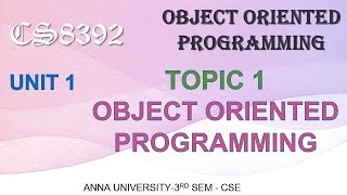 CS8392 - OBJECT ORIENTED PROGRAMMING - UNIT 1 - TOPIC 1 OBJECT ORIENTED PROGRAMMING BY ABISHA