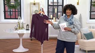 Peace Love World Asymmetrical Slash Detail Crew-Neck Top on QVC