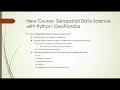 New Course: Geospatial data science with Python: GeoPandas