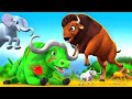 Zombie Buffalo vs. Giant Bison in Epic Rescue of Farm Animals! 3D Animated Animal Cartoons!