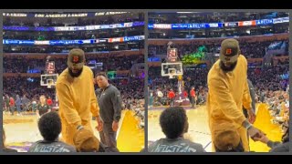 LeBron James and Bronny courtside conversation during Lakers vs Warriors game!!