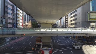 国道246号渋谷駅東口歩道橋架替工事の建設状況（2019年1月19日）