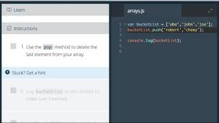 Learn Javascript 2017, Arrays, Pop Method, Codecademy