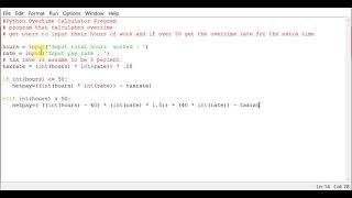 Python Overtime Calculator Program