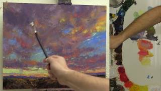 Rocky Mountain Sunset Oil Painting Fast Motion with Instruction