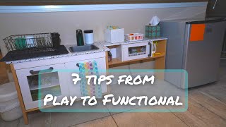 How to Turn a Play Kitchen into a Function Kitchen | Montessori Inspired Setup