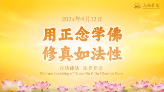 🎧用正念学佛，修真如法性 2024年09月12日 | 师父在人间弘法，既有弘法之责，亦有护法之命 | 白话佛法  心灵法门 大乘普光