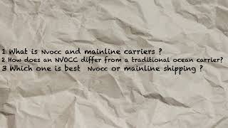 Decoding NVOCCs vs. Mainline Shipping: Understanding the Difference