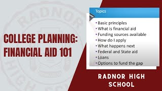 Radnor High School College Planning: Financial Aid 101