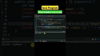 Java Program - Check number even or odd #shorts #javatutorial