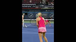 Ostapenko hits in Kudermetova's face 😱 #wta #tenis #dubai #doubles