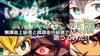 【タガタメ】無課金上級者と微課金中級者?で「異層界メビウス45層」ギリギリ駆け込みで逝ってみた!!【THE ALCHEMIST CODE】