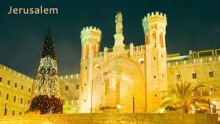 MERRY CHRISTMAS from JERUSALEM. Beautiful illumination of the Night City