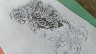 menggambar dragon#desain tatto#lukisan pensil#drawing #