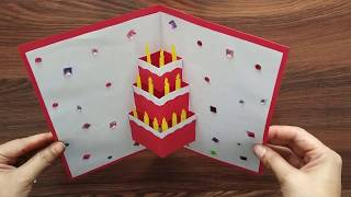 DIY - cake pop up card for birthday| Easy 3D cards | Beautiful handmade birthday greeting card