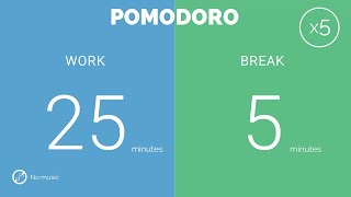 25 / 5  Pomodoro Timer - 2 hours study || No music - Study for dreams - Deep focus - Study timer