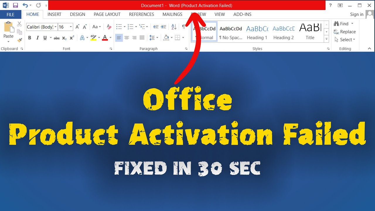 How To Solve Microsoft Office Product Activation Failed - YouTube