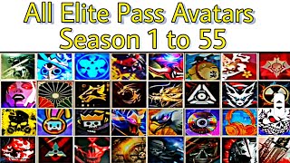Free Fire All Elite Pass avatars season 1 to 55 #freefiremax #freefireavaterbanner #oldfreefire