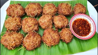 Fried Pork Balls with Glass Noodles with Herbs