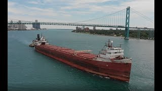 Ghost Ship on the Detroit River : SS American Victory sails to the ship breakers