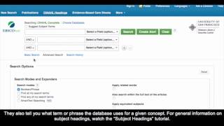 Searching CINAHL using Subject Headings