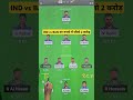 ind vs ban dream11 Team | india vs bangladesh world cup 2024 | dream 11 team of today match