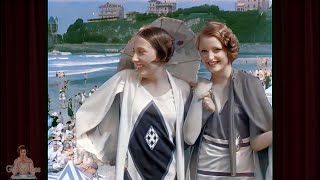 A Day at the Beach 1928 - Biarritz France 1920s | AI Enhanced [60 fps 4k]