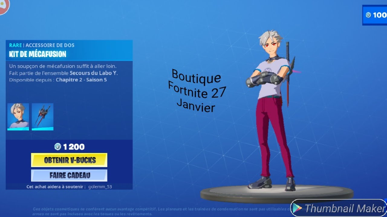 Boutique Fortnite 27 Janvier - YouTube