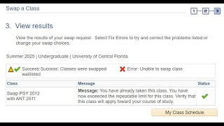 SWAP classes in your myUCF Student Center