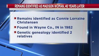 Madison woman identified as person found dead in Indiana over 40 years ago