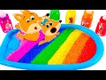 Baby Lucia, Let's go and play with colorful water. Fox Family outdoor adventures with Dad #998