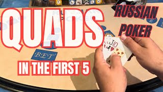 RUSSIAN POKER ! QUADS IN THE FIRST 5 CARDS BIG WIN BIG WONUS