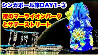 シンガポール旅DAY1‐③ 夜のマーライオンパークとサテーストリートで有名なホーカーでディナーする！