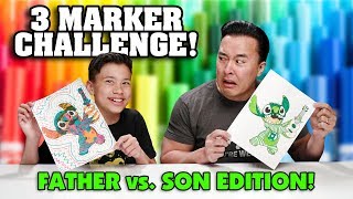 3 MARKER CHALLENGE!!! Father VS. Son Edition! Disney Characters!