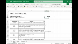 Excel Office Scripts Scrabble Solver