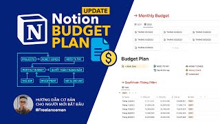 Notion Budget Plan Template  - Quản lý tài chính - Tự động cập nhật tổng thu/chi & liên kết dữ liệu