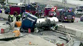 18-wheeler crash, hazmat situation shuts down I-635 in Garland, Texas