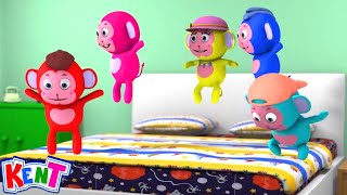 Five Crazy Monkeys Jumping On The Bed + More Kids Songs By Kent The Elephant