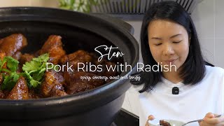 Making my Aunt's Favorite Stew Pork Ribs with Radish in Claypot