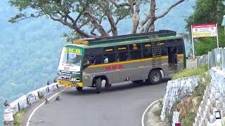 Private Bus And Bike Turning Hairpin Bend Hills Road Monkey Crossing Kollimalai Hills Namakkal