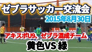 【ゼブラサッカー交流会 アキスポU-9、成立ゼブラ混成チーム】黄色vs緑