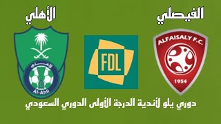 مباراة الفيصلي والأهلي اليوم في دوري يلو لأندية الدرجة الأولى الدوري السعودي - موعد وتوقيت والقنوات