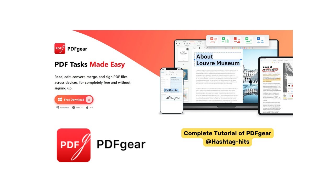 Pdfgear Tutorial Pdfgear Best Free Pdf Editor Youtube
